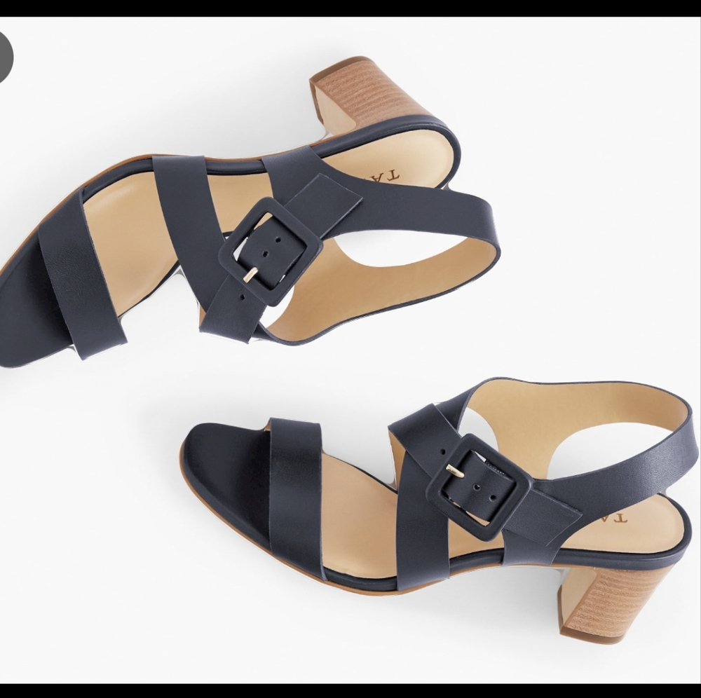 Talbots Navy Blue Block Heel Sandals